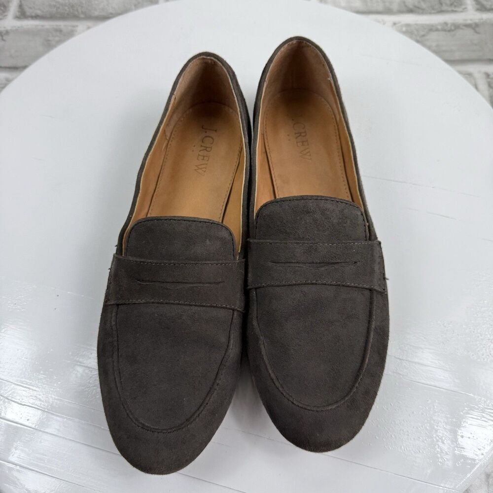 J.Crew Women's Size 7.5 Grey Suede Leather Comfort Penny Loafers - Picture 8 of 12